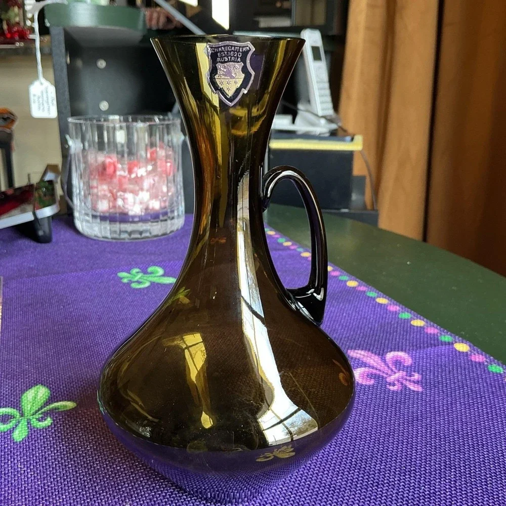 MCM Schneegattern Austria Smoked‎ Glass Carafe 7